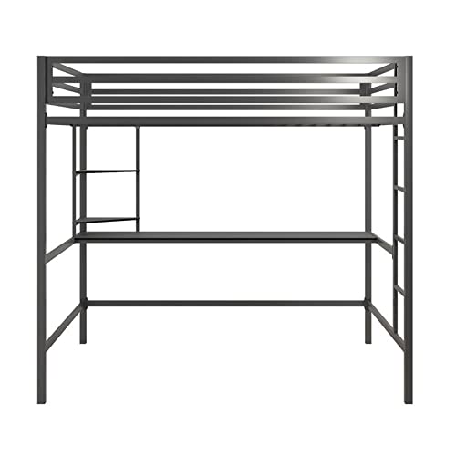 Novogratz 4371429N Maxwell Metal Full Loft Desk & Shelves, Gray/Black Bunk Beds,