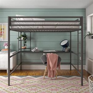 Novogratz 4371429N Maxwell Metal Full Loft Desk & Shelves, Gray/Black Bunk Beds,