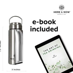 All-Purpose Travel Mug and Tumbler | Tea Infuser Water Bottle | Fruit Infused Flask | Hot & Cold Double Wall Stainless Steel Coffee Thermos | by Here & Now Supply Co. (750 ml (25.3 oz))