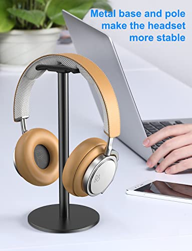 Link Dream Full Aluminum Headphone Stand Headset Holder Gaming Headset Holder with Non-Slip Silicone Earphone Stand for All Headphone Sizes (Black)