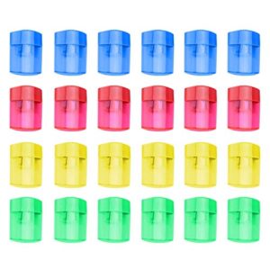 24 pcs double hole oval shaped pencil sharpener, manual pencil sharpener hand pencil sharpener with cover and receptacle for school home and office supply (24pcs)