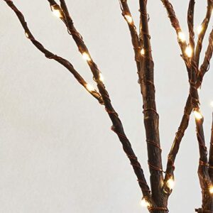 LITBLOOM Lighted Brown Willow Branches 30IN 100 LED with Timer Battery Operated, Tree Branch with Warm White Lights for Holiday Christmas Decoration Indoor Outdoor Use