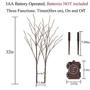 LITBLOOM Lighted Brown Willow Branches 30IN 100 LED with Timer Battery Operated, Tree Branch with Warm White Lights for Holiday Christmas Decoration Indoor Outdoor Use