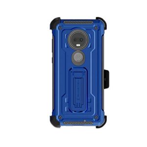 ghostek iron armor moto g7 / moto g7+ plus case with belt clip holster and kickstand (blue)
