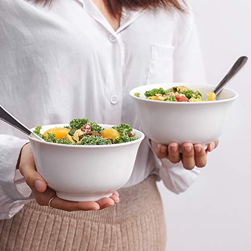 DOWAN 30 OZ Ceramic Soup Bowls & Cereal Bowls - White Bowls Set of 6 for Kitchen - Large Bowls for Cereal, Soup, Oatmeal, Rice, Pasta, Salad, Fruit - Dishwasher & Microwave Safe