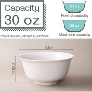 DOWAN 30 OZ Ceramic Soup Bowls & Cereal Bowls - White Bowls Set of 6 for Kitchen - Large Bowls for Cereal, Soup, Oatmeal, Rice, Pasta, Salad, Fruit - Dishwasher & Microwave Safe