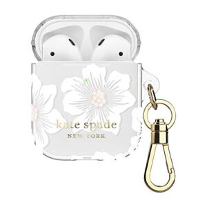kate spade new york hollyhock case for airpods 2 & 1 - protective wireless charging cover with keychain (front led visible)