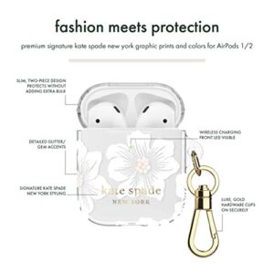Kate Spade New York Hollyhock Case for AirPods 2 & 1 - Protective Wireless Charging Cover with Keychain (Front LED Visible)