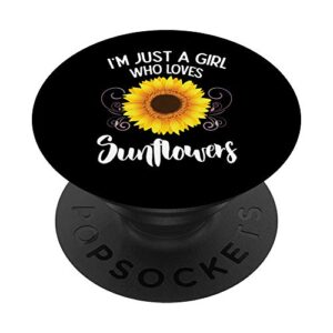 i'm just a girl who loves sunflowers - adorable sunflower popsockets popgrip: swappable grip for phones & tablets