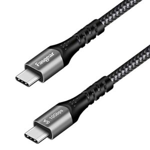 fasgear usb c to usb c cable 1.6ft, type c usb 3.1 gen 2 10gbps 4k@60hz output 5a 100w fast charge power delivery (pd),for pd docking station,t5 lacie ssd,hard drives,macbook pro,ipad pro 2018,black