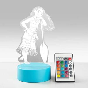 disney moana acrylic led table lamp with multi-color changing lights, controller included