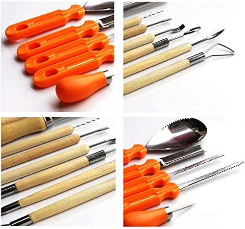 Halloween Pumpkin Carving Tools Kit, 13 Piece Professional Professional Pumpkin Cutting Supplies Tools Kit Stainless Steel Lengthening and Thickening for Halloween Decoration jack-o-lanterns