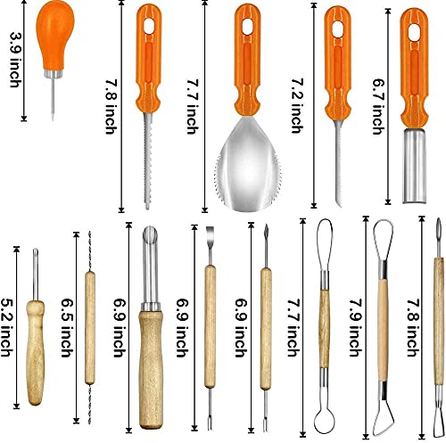 Halloween Pumpkin Carving Tools Kit, 13 Piece Professional Professional Pumpkin Cutting Supplies Tools Kit Stainless Steel Lengthening and Thickening for Halloween Decoration jack-o-lanterns