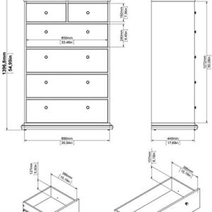 Tvilum Sonoma 6 Drawer Chest, Black Lead