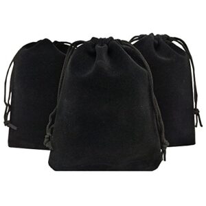 ankirol 50pcs velvet drawstring bags jewelry bags pouches (black, 4" x 4.7")