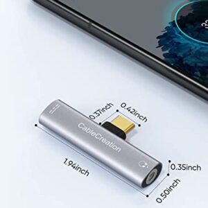 CableCreation USB C to 3.5mm Headphone and Charger Adapter, 2 in 1 Type-C to Hi-Res 3.5mm Audio with PD Fast Charge