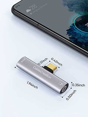 CableCreation USB C to 3.5mm Headphone and Charger Adapter, 2 in 1 Type-C to Hi-Res 3.5mm Audio with PD Fast Charge