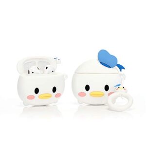 zahius airpods silicone case cool cover compatible for apple airpods 1&2 [cartoon series][designed for kids girl and boys] (donald duck)