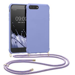 kwmobile crossbody case compatible with apple iphone 7 plus/iphone 8 plus case - tpu silicone cover with strap - lavender