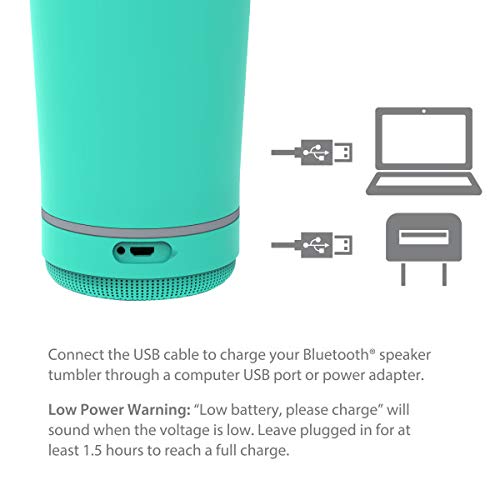 Zak Designs Zak! Play Bluetooth Tumbler with Straw and Wireless Speaker, Slider Lid, Double-Wall Stainless Steel and Vacuum Insulation, Removable Rechargeable Bluetooth Speaker