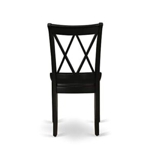 East West Furniture DLCL5-BLK-W 5Pc Round 42" Dining Room Table With Two 9-Inch Drop Leaves And Four Wood Seat Chairs, 5