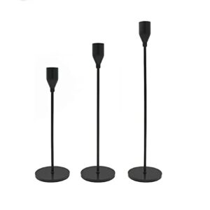 set of 3 candle holders black taper candlesticks wedding dinning party table decorative candelabra modern holder for 3/4 inch thick candle & led candles