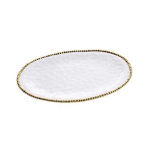 Pampa Bay Porcelain Large Oval Thanksgiving, Christmas, Hannukah, and Holiday and Party Serving Platter (White and Gold)