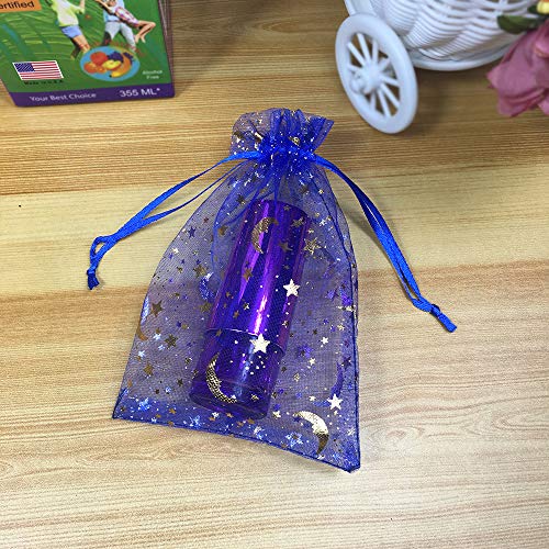 ANSLEY SHOP 100PCS Sheer Organza Bag Moon Star Design Pouches Jewelry Candy Bags Party Wedding Favor Gift Bags Packaging Drawstring Bags (4 x 6 Inch, Royal Blue)