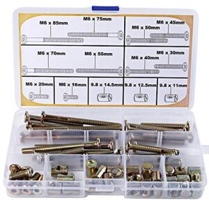 baby crib screws and bolts replacement parts kit - m6 baby bed crib bolts and barrel nuts set for crib furniture bed cot bunk 16mm 20mm 30mm 40mm 45mm 50mm 55mm 70mm 75mm 85mm crib screws bolts