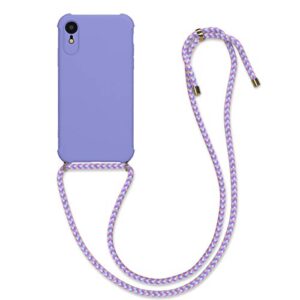 kwmobile crossbody case compatible with apple iphone xr case - tpu silicone cover with strap - lavender