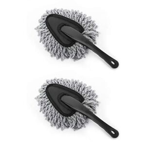 moko car duster, 2 pack super soft microfiber car dash duster detail brush set interior exterior cleaning dusting and washing tool for car motorcycle automotive dashboard air vents - grey