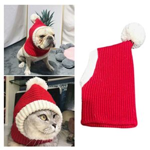 popetpop funny cat dog christmas hat - adorable pet christmas outfits for dogs - cute knit winter warmer snood pet headwear - pet party accessories (red, size m)