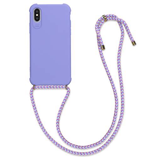 kwmobile Crossbody Case Compatible with Apple iPhone X Case - TPU Silicone Cover with Strap - Lavender