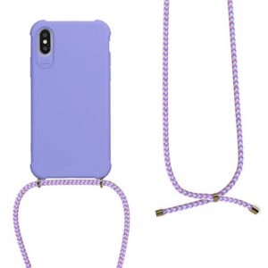 kwmobile Crossbody Case Compatible with Apple iPhone X Case - TPU Silicone Cover with Strap - Lavender