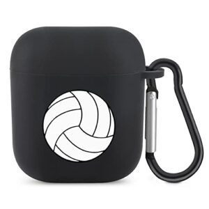 airpods case black tpu full protective cover compatible with airpods 2 & 1 (white volley)