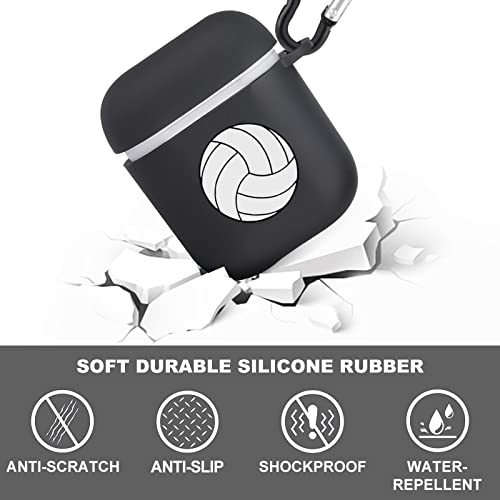 AirPods Case Black TPU Full Protective Cover Compatible with AirPods 2 & 1 (White Volley)