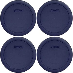 Pyrex Bundle - 4 Items: 7201-PC 4-Cup Blue Round Plastic Lids