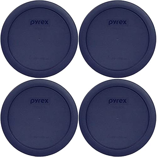 Pyrex Bundle - 4 Items: 7201-PC 4-Cup Blue Round Plastic Lids