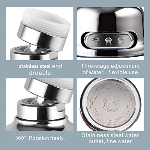 Upgraded 2021 Srmsvyd Movable Kitchen Faucet Head 360° Rotatable Faucet Sprayer Head Replacement Anti -Splash Tap Booster Shower and Water Saving Faucet for Kitchen