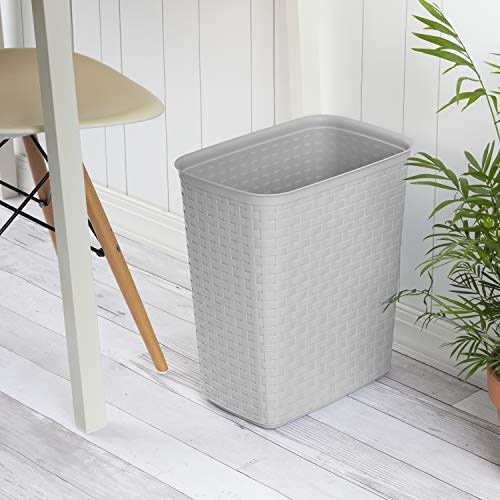 Sterilite 5.8 Gallon Weave Waste Basket Wastebasket, Medium, Cement