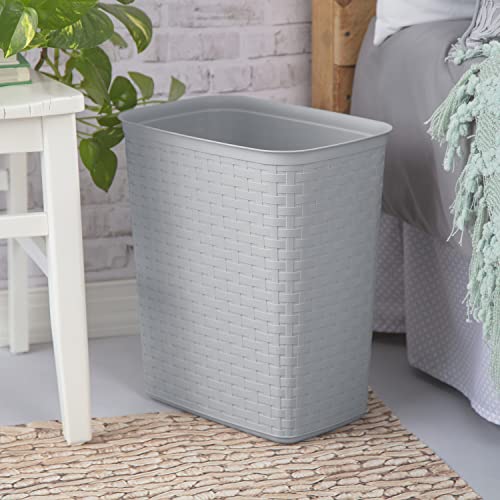 Sterilite 5.8 Gallon Weave Waste Basket Wastebasket, Medium, Cement