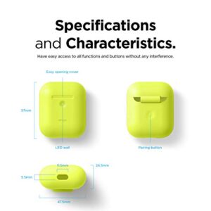 elago Silicone Protective Case Compatible with Apple AirPods 2 Wireless Charging Case, Front LED Visible, Anti-Slip Coating Inside [Patent Registered] [Neon Yellow]