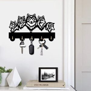 Wildlife Wolf Decorative Wall Hanger Wolf Family Clothes Wall Hooks Coat Rack Keys Holder Organizer Hook Animal Decorative Wall Hooks Hanger Handbag Keyring Holder (3)