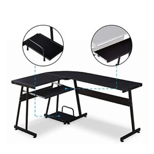 ivinta Reversible Black Gaming Desk Corner Desk Modern L-Shaped Desk Computer Desk for Home Office Small Space with Keyboard Tray and CPU Stand (44x 58, Black)