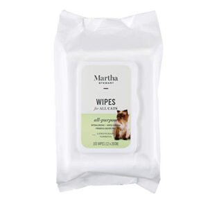 martha stewart for pets lemongrass verbena cat wipes | hypoallergenic cat bath wipes, 100 count | easy and effective way to clean your cat without a bath