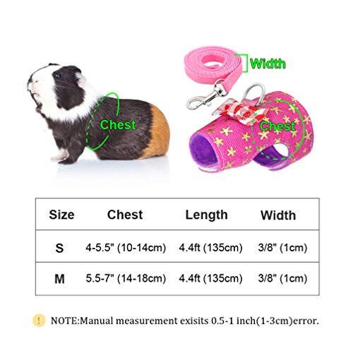 POPETPOP 2Pcs Small Pet Harness with Leash Guinea Pig Rabbit Harness Ferret Hamster Vest Leash Size M (Golden Star)