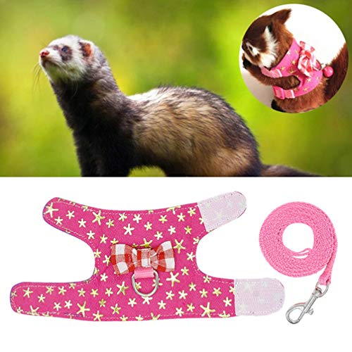 POPETPOP 2Pcs Small Pet Harness with Leash Guinea Pig Rabbit Harness Ferret Hamster Vest Leash Size M (Golden Star)