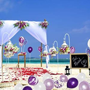 50 Pcs 12 Inches Purple and White Balloons, Purple Confetti Balloons, Purple and Lavender Balloons, Helium Balloons for Wedding Birthday Party Decorations Balloon Garland Arch Purple Theme Graduation