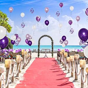 50 Pcs 12 Inches Purple and White Balloons, Purple Confetti Balloons, Purple and Lavender Balloons, Helium Balloons for Wedding Birthday Party Decorations Balloon Garland Arch Purple Theme Graduation