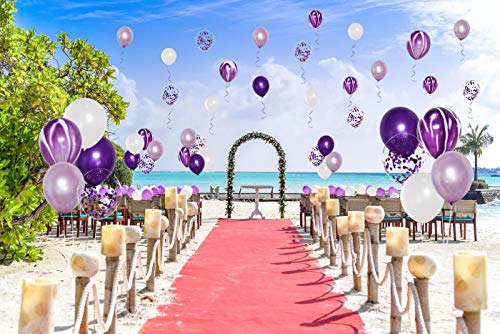 50 Pcs 12 Inches Purple and White Balloons, Purple Confetti Balloons, Purple and Lavender Balloons, Helium Balloons for Wedding Birthday Party Decorations Balloon Garland Arch Purple Theme Graduation